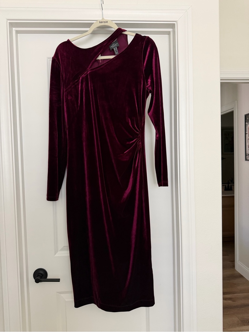 Adrianna Papell Deep Burgundy Velvet Midi Dress